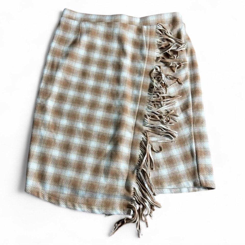 Tan and cream gingham skirt